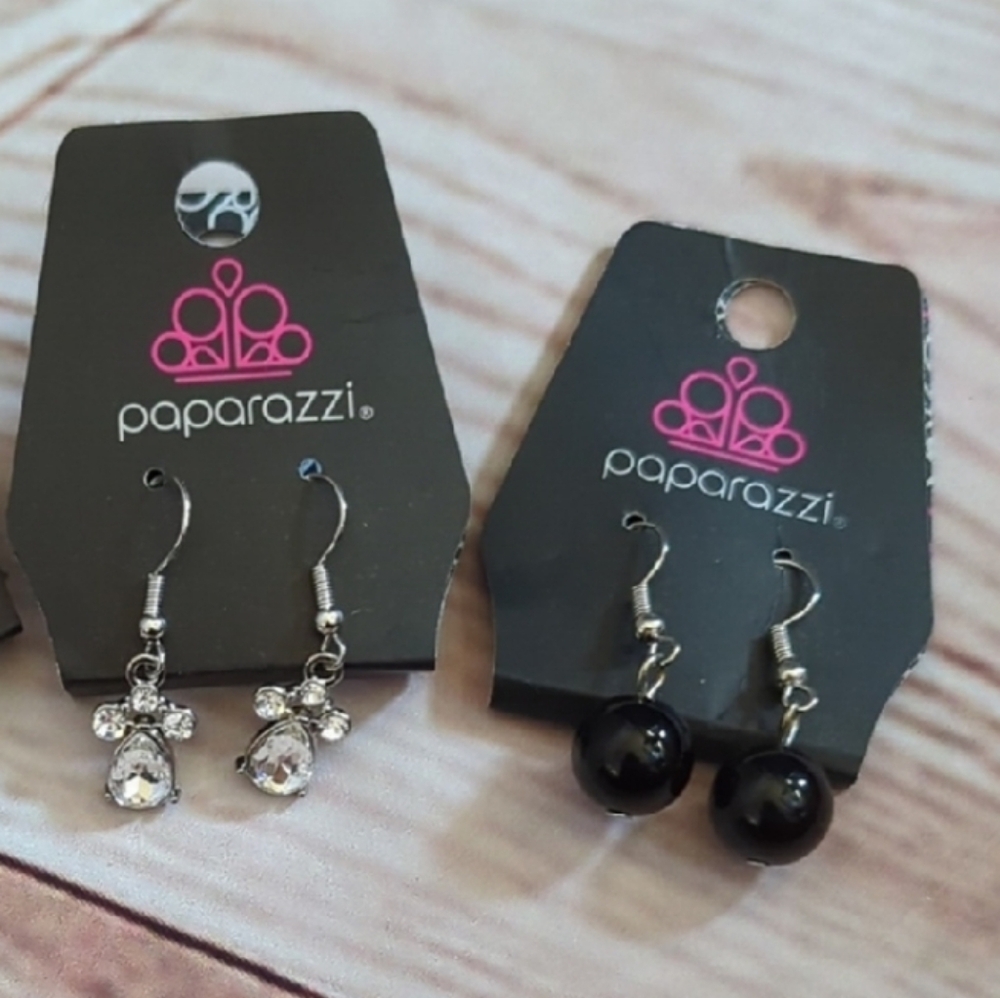 Paparazzi Silver and Black Earrings Set